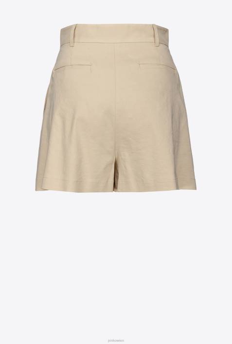 Shorts | Pinko gefrostetes Mandelbeige Shorts aus Stretch-LeinenZ4ZP701