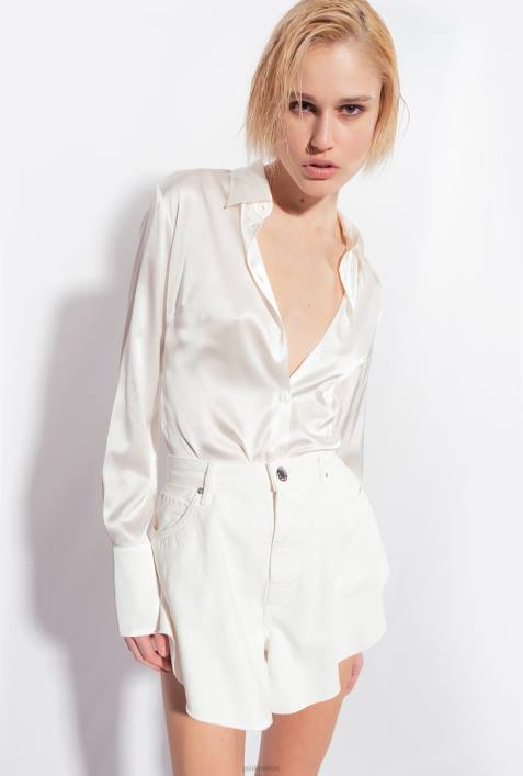 Shorts | Pinko helles Weiss Shorts aus Bull-Stoff mit SchmetterlingenZ4ZP658