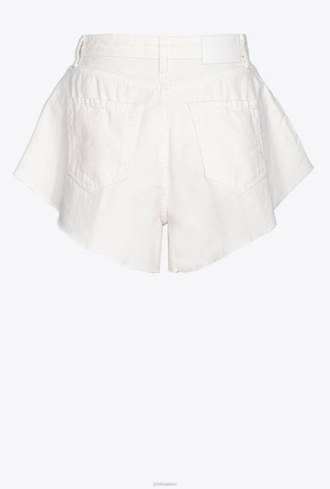 Shorts | Pinko helles Weiss Shorts aus Bull-Stoff mit SchmetterlingenZ4ZP658