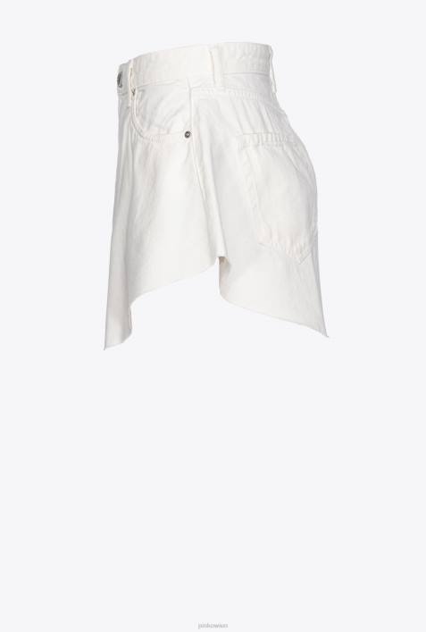 Shorts | Pinko helles Weiss Shorts aus Bull-Stoff mit SchmetterlingenZ4ZP658