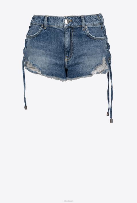 Shorts | Pinko leichte Vintage-Waschung Jeansshorts mit FransenZ4ZP688