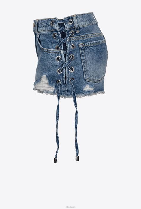 Shorts | Pinko leichte Vintage-Waschung Jeansshorts mit FransenZ4ZP688