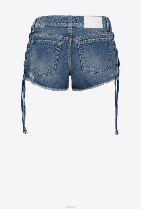 Shorts | Pinko leichte Vintage-Waschung Jeansshorts mit FransenZ4ZP688