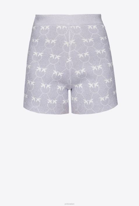 Shorts | Pinko lila/weiß Monogram-Lurex-ShortsZ4ZP718