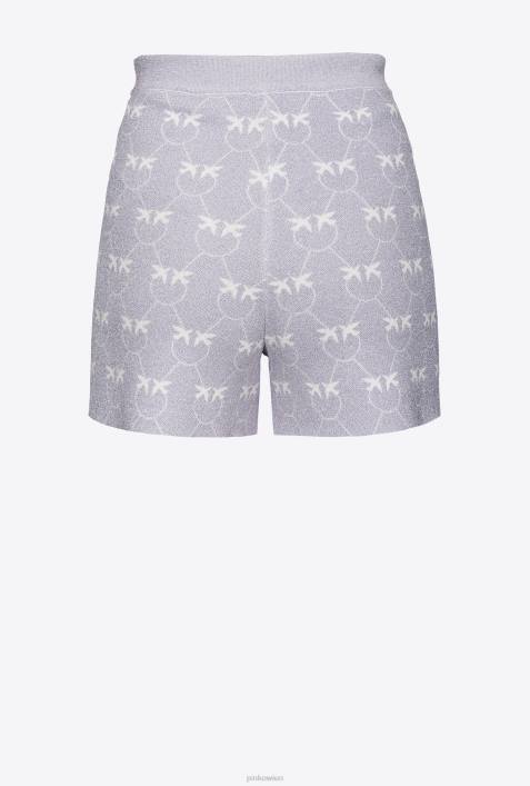 Shorts | Pinko lila/weiß Monogram-Lurex-ShortsZ4ZP718