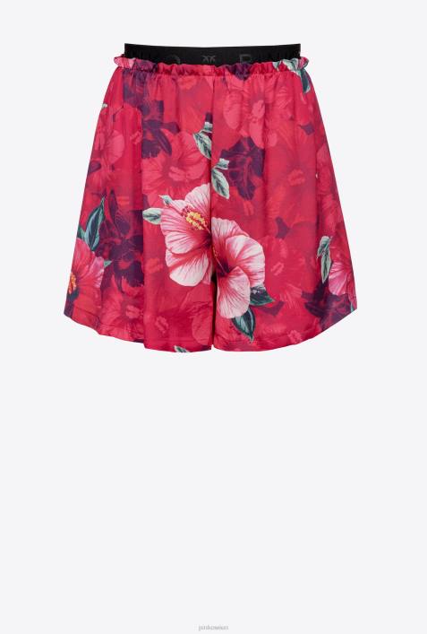 Shorts | Pinko multi. Fuchsia/Rosa Fließende Shorts mit Hibiskus-PrintZ4ZP684
