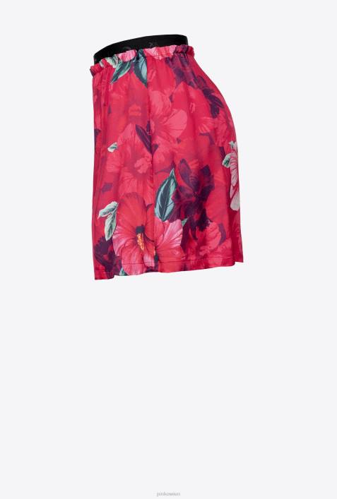 Shorts | Pinko multi. Fuchsia/Rosa Fließende Shorts mit Hibiskus-PrintZ4ZP684