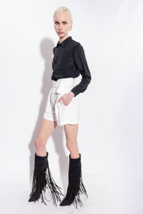Shorts | Pinko seidenweiß Leinenshorts mit GürtelZ4ZP686