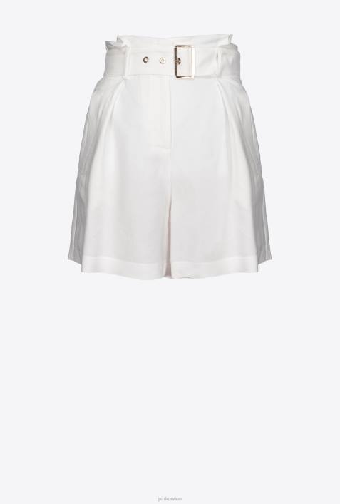 Shorts | Pinko seidenweiß Leinenshorts mit GürtelZ4ZP686