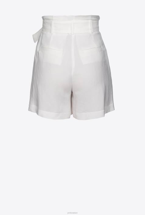 Shorts | Pinko seidenweiß Leinenshorts mit GürtelZ4ZP686