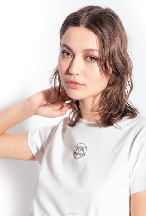 Shorts | Pinko seidenweiß Shorts mit Logo-PrintZ4ZP754