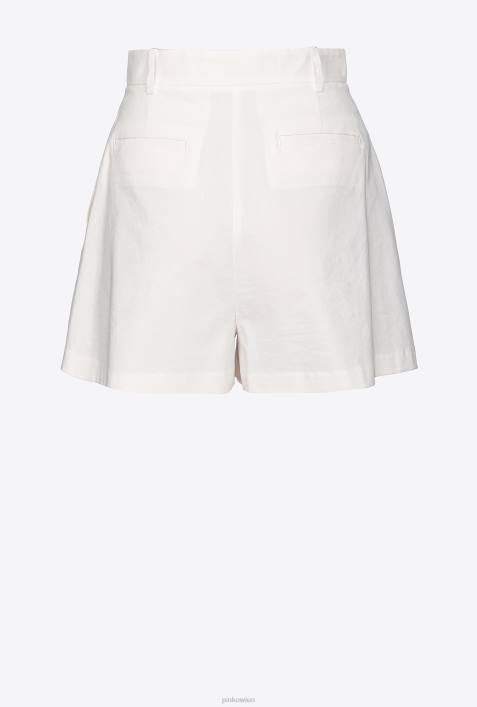 Shorts | Pinko wolkenweiß Shorts aus Stretch-LeinenZ4ZP702