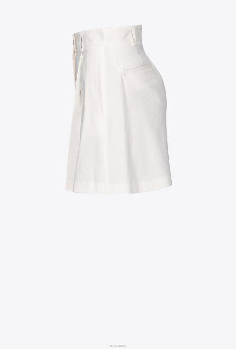 Shorts | Pinko wolkenweiß Shorts aus Stretch-LeinenZ4ZP702