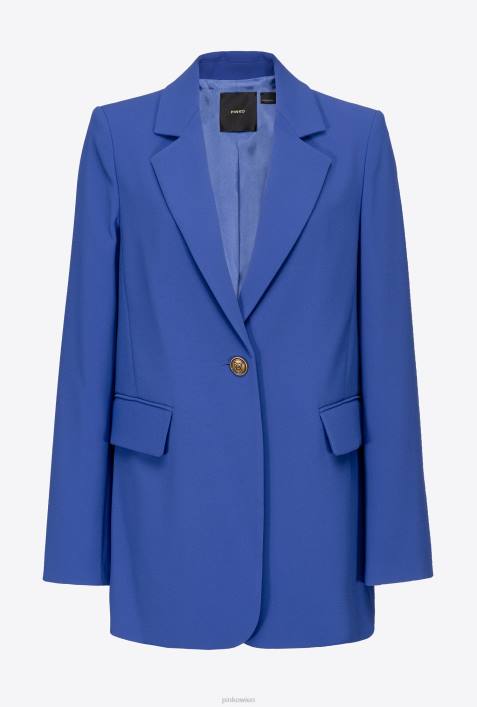 Blazer | Pinko Gespenstblau Einreihiger Blazer aus Stretch-CrêpeZ4ZP635