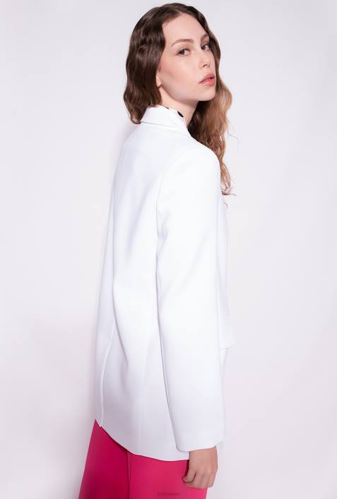 Blazer | Pinko Knoblauch weiß Einreihiger Blazer aus Stretch-CrêpeZ4ZP634