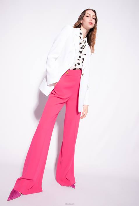 Blazer | Pinko Knoblauch weiß Einreihiger Blazer aus Stretch-CrêpeZ4ZP634