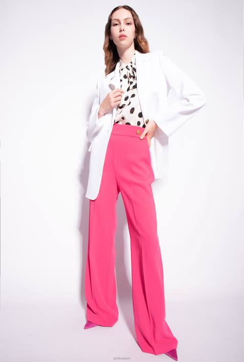 Blazer | Pinko Knoblauch weiß Einreihiger Blazer aus Stretch-CrêpeZ4ZP634