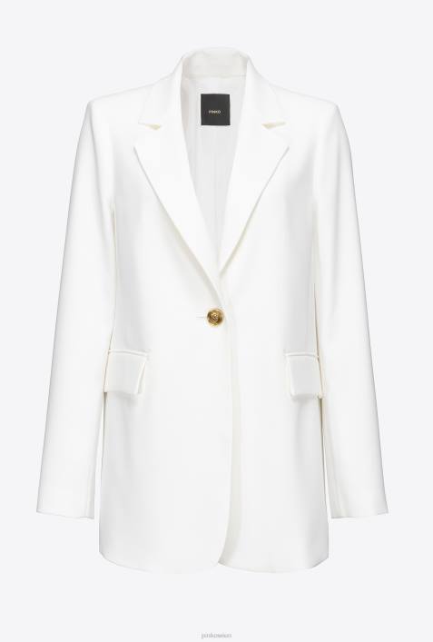 Blazer | Pinko Knoblauch weiß Einreihiger Blazer aus Stretch-CrêpeZ4ZP634