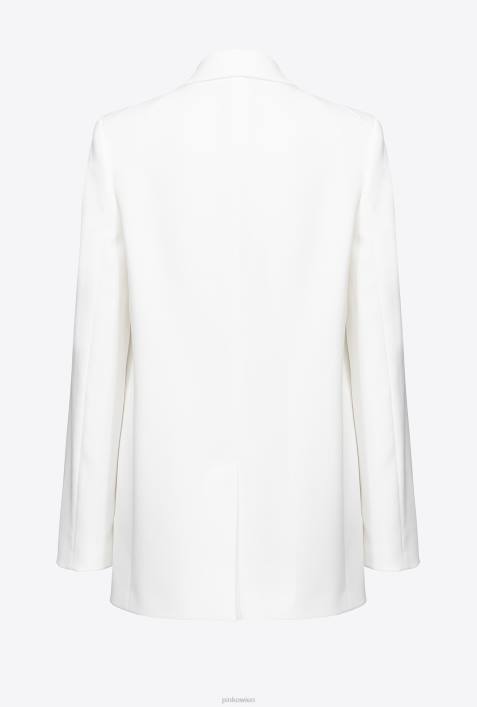 Blazer | Pinko Knoblauch weiß Einreihiger Blazer aus Stretch-CrêpeZ4ZP634