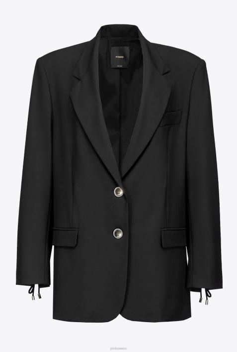 Blazer | Pinko Limousine schwarz Blazer mit Kordelzug an den ÄrmelnZ4ZP637