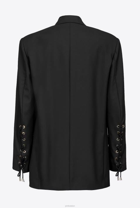 Blazer | Pinko Limousine schwarz Blazer mit Kordelzug an den ÄrmelnZ4ZP637