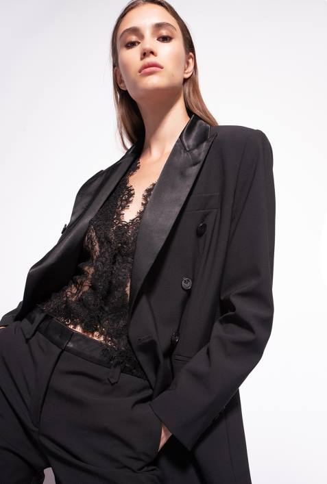 Blazer | Pinko Limousine schwarz Blazer mit SatinreversZ4ZP590