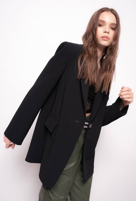 Blazer | Pinko Limousine schwarz Einreihiger Blazer aus Stretch-CrêpeZ4ZP624