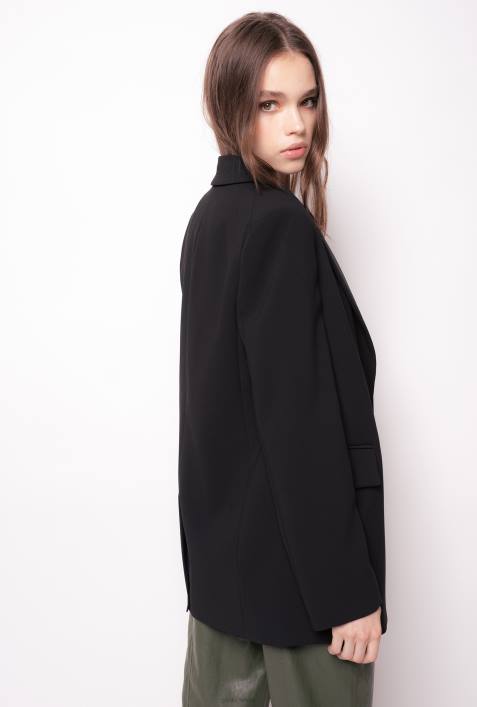 Blazer | Pinko Limousine schwarz Einreihiger Blazer aus Stretch-CrêpeZ4ZP624