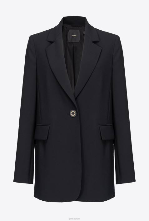Blazer | Pinko Limousine schwarz Einreihiger Blazer aus Stretch-CrêpeZ4ZP624