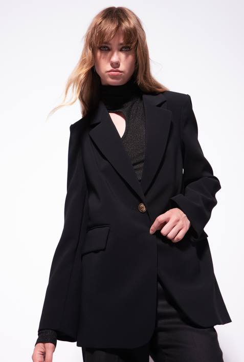 Blazer | Pinko Limousine schwarz Einreihiger Blazer aus Stretch-CrêpeZ4ZP636