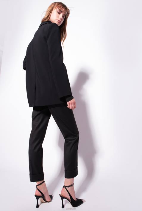 Blazer | Pinko Limousine schwarz Einreihiger Blazer aus Stretch-CrêpeZ4ZP636