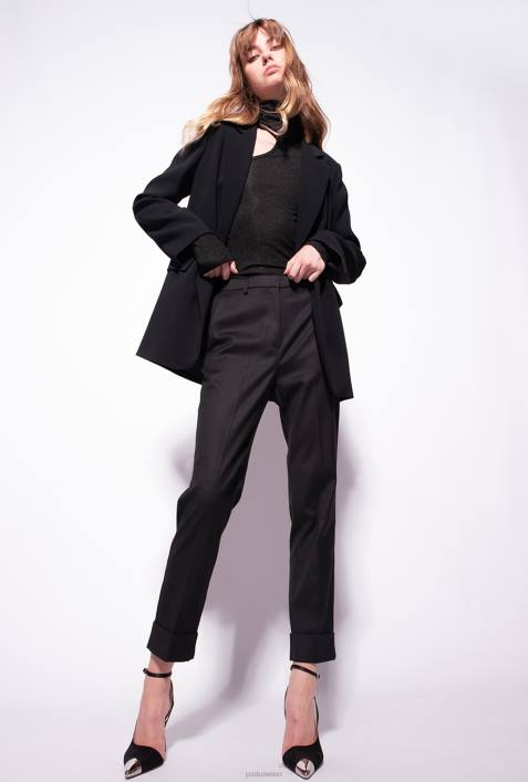 Blazer | Pinko Limousine schwarz Einreihiger Blazer aus Stretch-CrêpeZ4ZP636