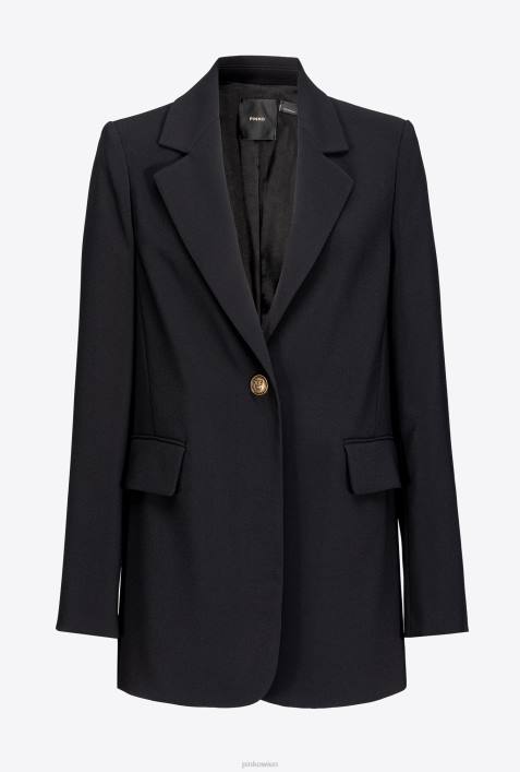 Blazer | Pinko Limousine schwarz Einreihiger Blazer aus Stretch-CrêpeZ4ZP636