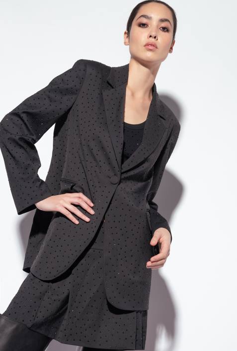 Blazer | Pinko Limousine schwarz Galleria-Blazer mit StrassbesatzZ4ZP619