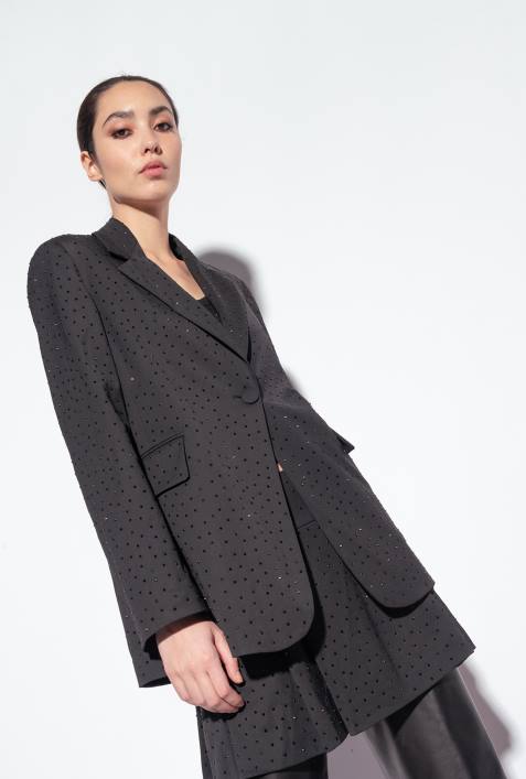Blazer | Pinko Limousine schwarz Galleria-Blazer mit StrassbesatzZ4ZP619
