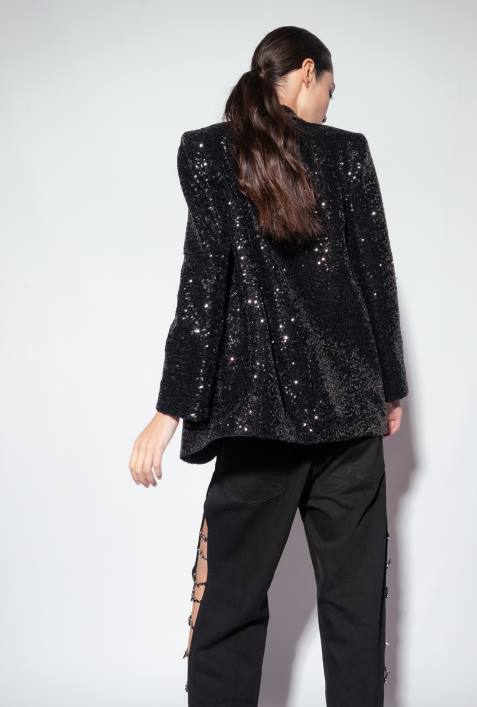 Blazer | Pinko Limousine schwarz Galleria-Blazer mit durchgehendem PaillettenbesatzZ4ZP618