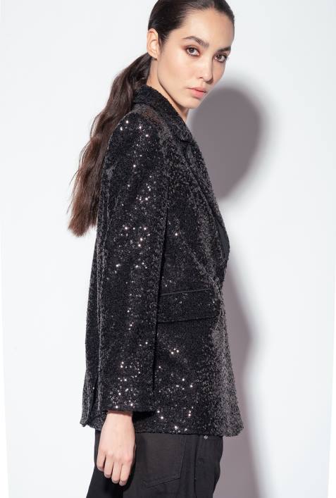 Blazer | Pinko Limousine schwarz Galleria-Blazer mit durchgehendem PaillettenbesatzZ4ZP618