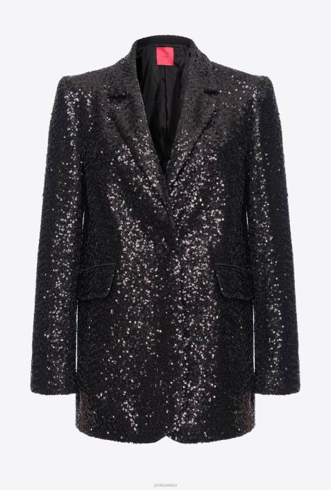 Blazer | Pinko Limousine schwarz Galleria-Blazer mit durchgehendem PaillettenbesatzZ4ZP618