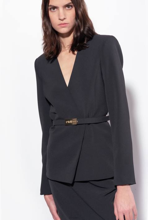 Blazer | Pinko Limousine schwarz elegante Jacke mit dünnem GürtelZ4ZP594