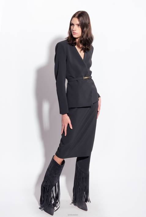 Blazer | Pinko Limousine schwarz elegante Jacke mit dünnem GürtelZ4ZP594