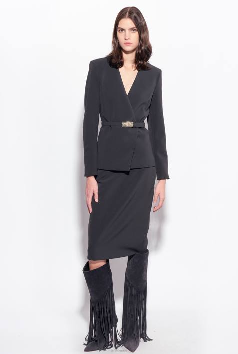 Blazer | Pinko Limousine schwarz elegante Jacke mit dünnem GürtelZ4ZP594