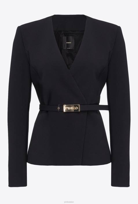 Blazer | Pinko Limousine schwarz elegante Jacke mit dünnem GürtelZ4ZP594