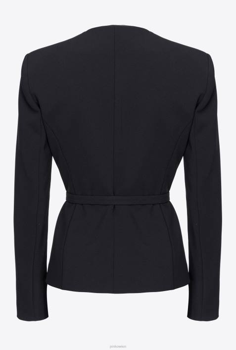 Blazer | Pinko Limousine schwarz elegante Jacke mit dünnem GürtelZ4ZP594