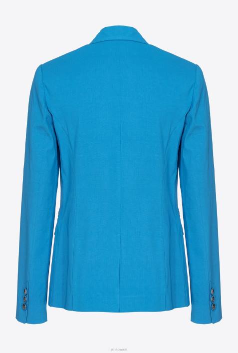 Blazer | Pinko Regisseur blau Einreihiger LeinenblazerZ4ZP600