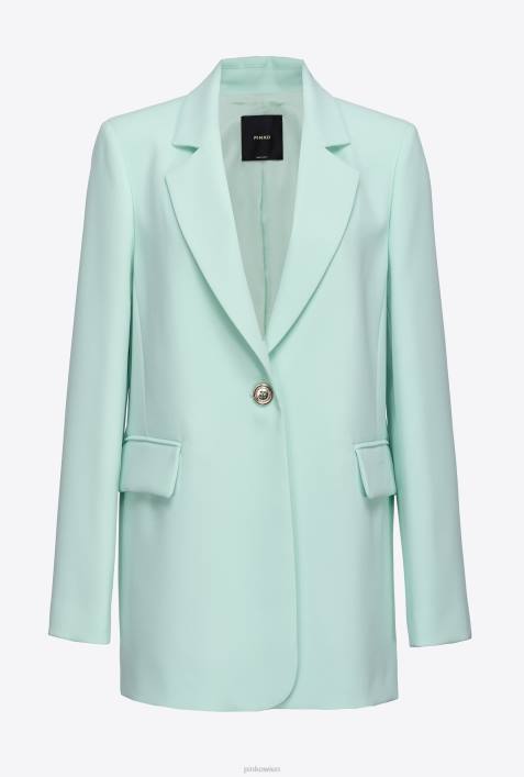 Blazer | Pinko hellblaues Glas Einreihiger Blazer aus Stretch-CrêpeZ4ZP564