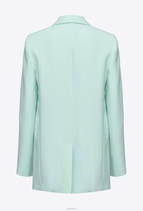 Blazer | Pinko hellblaues Glas Einreihiger Blazer aus Stretch-CrêpeZ4ZP564