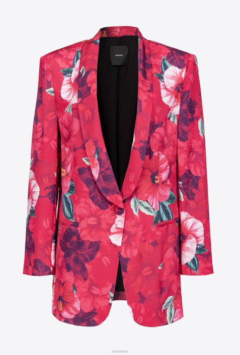 Blazer | Pinko multi. Fuchsia/Rosa Blazer mit Hibiskus-PrintZ4ZP589