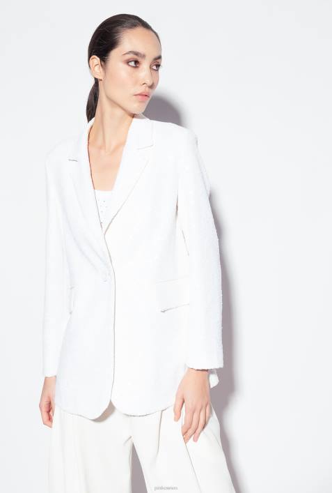 Blazer | Pinko nicht-gerade weiss Galleria-Blazer mit durchgehendem PaillettenbesatzZ4ZP617