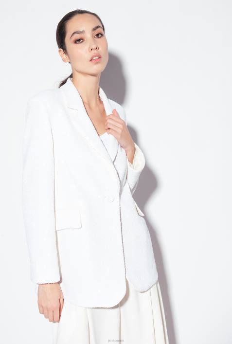 Blazer | Pinko nicht-gerade weiss Galleria-Blazer mit durchgehendem PaillettenbesatzZ4ZP617