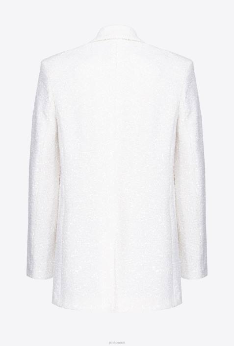 Blazer | Pinko nicht-gerade weiss Galleria-Blazer mit durchgehendem PaillettenbesatzZ4ZP617